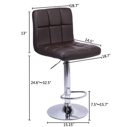 2 Bar Chairs Counter Height Adjustable Swivel Stool with PU Leather | Furniture