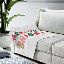 Load image into Gallery viewer, Christmas Holiday Merry &amp; Bright Plush Blanket Throw
