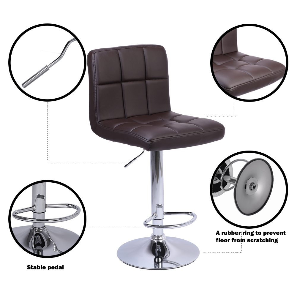 2 Bar Chairs Counter Height Adjustable Swivel Stool with PU Leather | Furniture