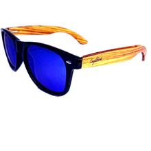 Load image into Gallery viewer, Zebrawood Sunglasses with Blue Polarized Lenses
