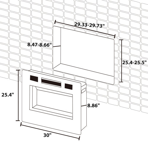 30 inch LED Recessed Electric Fireplace with 3 Top Light Colors | Home Improvement