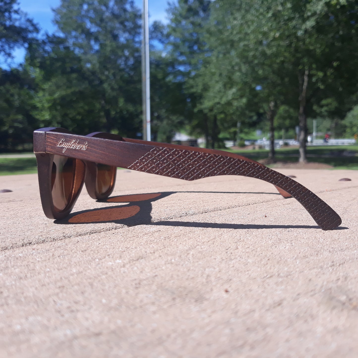 Sienna Wooden Sunglasses With Bamboo Case, Tea Polarized Lenses