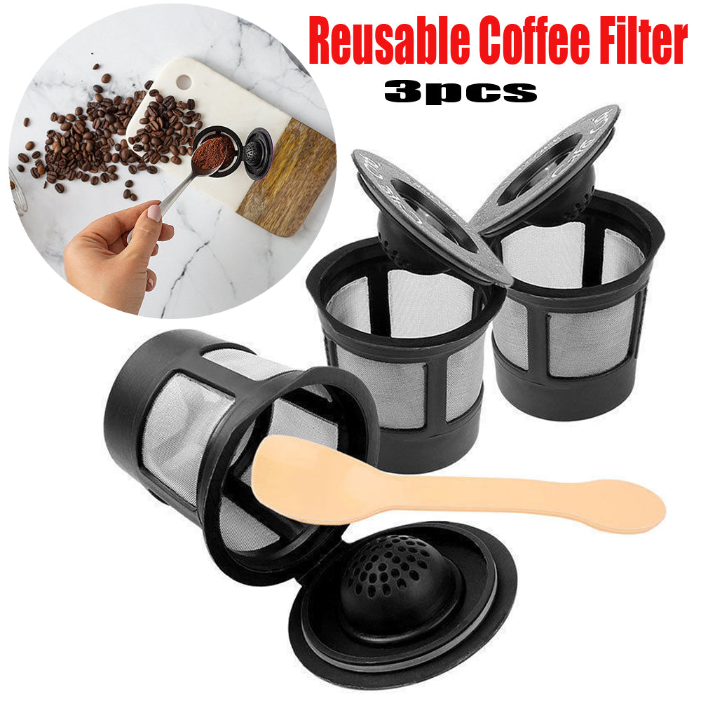 3pcs Reusable Coffee Filter Pod with Spoon | Kitchen