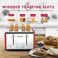 Load image into Gallery viewer, Geek Chef 4 Slice Toaster Retro Bagel Toaster
