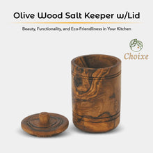 Load image into Gallery viewer, Olive Wood Salt Keeper w/Lid
