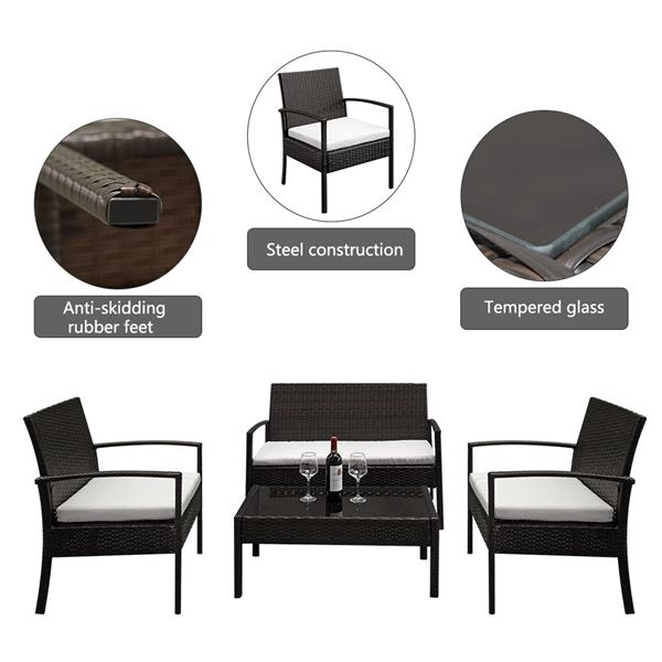 4 PCS Rattan Patio Furniture Set | Outdoor Furniture