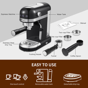 1350W 20 Bar Espresso Machine With safety valve