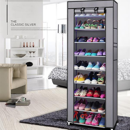 Fashionable Room-saving 9 Lattices Non-woven Fabric Shoe Rack