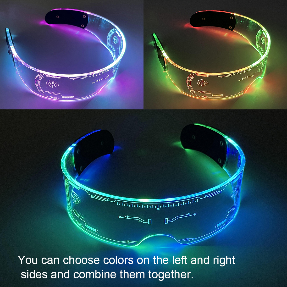 7 Color Decorative Cyberpunk LED Goggles LED Luminous Glasses | Boyfriend Collection