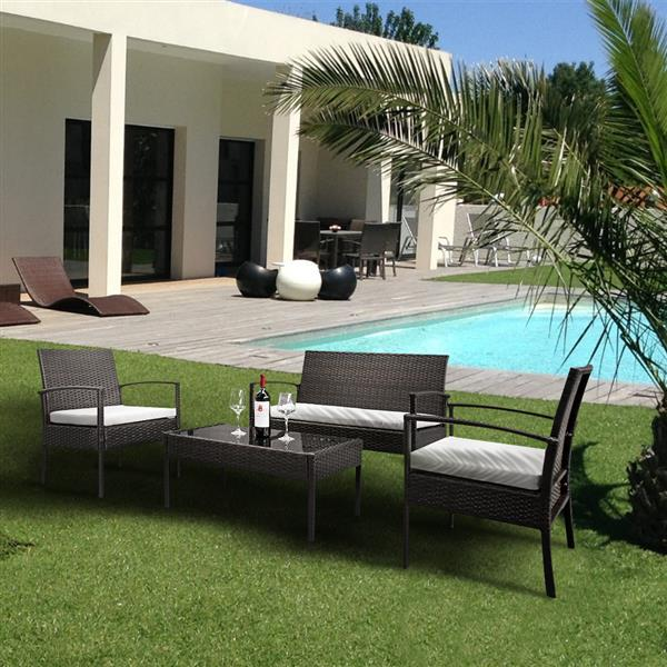 4 PCS Rattan Patio Furniture Set | Outdoor Furniture