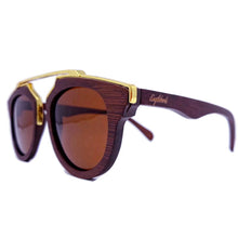 Load image into Gallery viewer, Cherry Wood Full Frame, Polarized with Gold Trim and Bamboo Case
