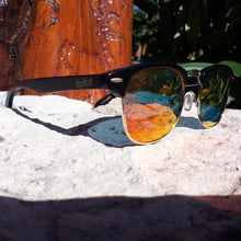 Load image into Gallery viewer, Black Bamboo Club Sunglasses, Polarized Sunset Lenses, HandCrafted
