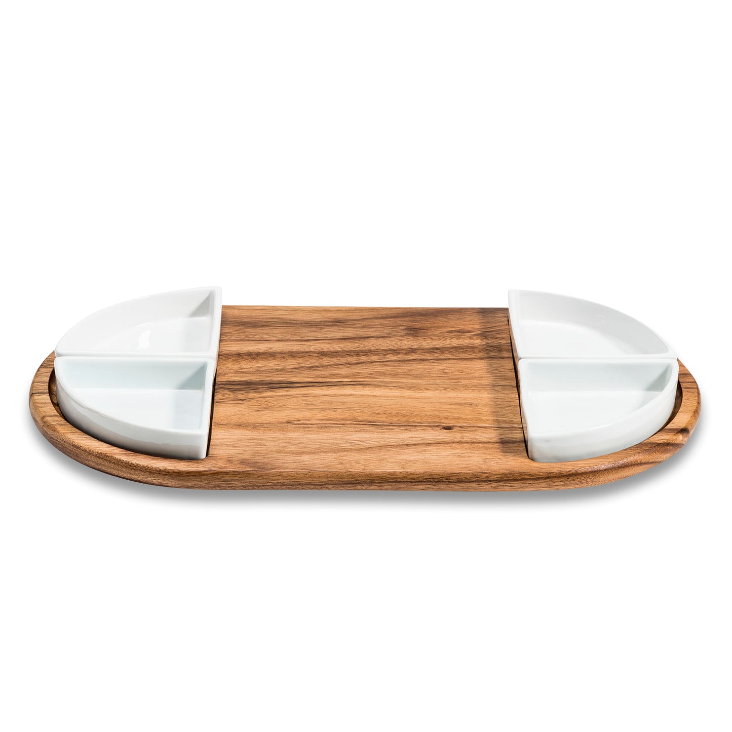 Charcuterie/ Serving Tray w/ 4 triangular ceramic bowls