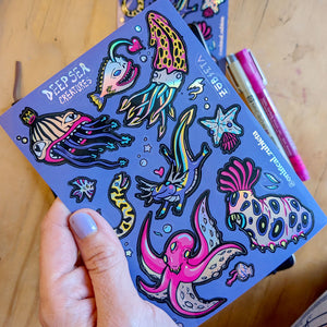 Deep Sea Creatures Holographic Sticker Sheet