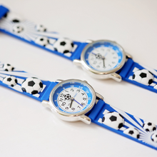 Load image into Gallery viewer, Engraved Kids 3D Football Watch - Blue
