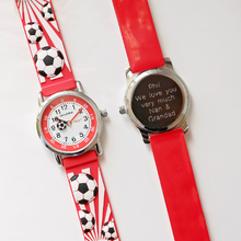 Load image into Gallery viewer, Engraved Kids 3D Football Watch - Red
