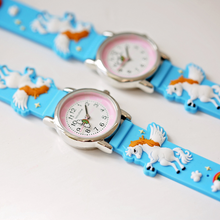 Load image into Gallery viewer, Engraved Kids 3D Unicorn Watch - Light Blue
