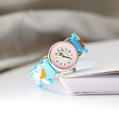 Engraved Kids 3D Unicorn Watch - Light Blue