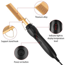 Load image into Gallery viewer, Electric Heating Hair Comb PTC Ceramic Hair Straightener Curler Brush
