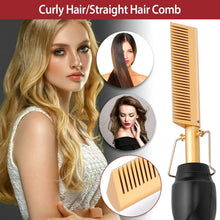 Load image into Gallery viewer, Electric Heating Hair Comb PTC Ceramic Hair Straightener Curler Brush
