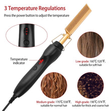 Load image into Gallery viewer, Electric Heating Hair Comb PTC Ceramic Hair Straightener Curler Brush
