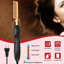 Load image into Gallery viewer, Electric Heating Hair Comb PTC Ceramic Hair Straightener Curler Brush
