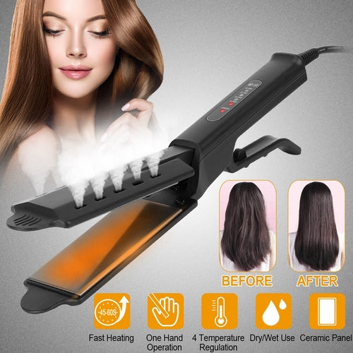 Electric Hair Straightener 4 Temperature Scissor Ceramic Flat Iron Wet