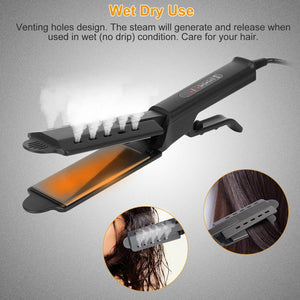 Electric Hair Straightener 4 Temperature Scissor Ceramic Flat Iron Wet