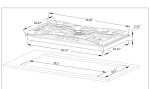 Empava 36GC22 36 in. Built-in Gas Cooktops