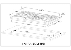 Empava 36GC23 36 in. Built-in Gas Cooktops