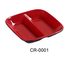 Yanco CR-0001 Black and Red Two-Tone Divided Sauce Dish