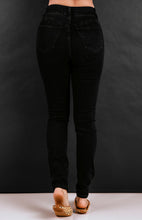 Load image into Gallery viewer, Black Distressed Ripped Slim High Waist Jeans
