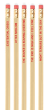 Load image into Gallery viewer, EXISTENTIAL CRISIS Pencil Set | 5 Cedar Pencils | Cream with Blood-Red
