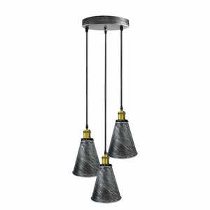 Retro Industrial 3- Head  Vintage Round Base Pendant Ceiling