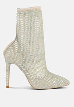 Load image into Gallery viewer, fortunate rhinestones embellished mesh boots
