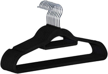 Load image into Gallery viewer, Black Velvet Hangers 17.5&quot;. Pack of 150 Thin Hangers Non Slip Velvet
