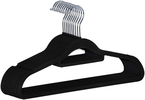 Black Velvet Hangers 17.5". Pack of 150 Thin Hangers Non Slip Velvet