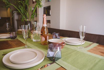 Luxury Table Runner Green - Organic Cotton & Handmade | Dining Room