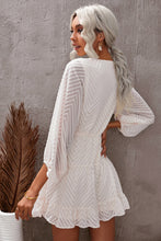 Load image into Gallery viewer, Apricot Waved Stripes Textured Balloon Sleeve Tiered Dress
