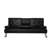 Load image into Gallery viewer, Adjustable Sofa Bed Lounge Futon Couch Leather Beds 3 Seater Cup
