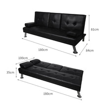 Load image into Gallery viewer, Adjustable Sofa Bed Lounge Futon Couch Leather Beds 3 Seater Cup
