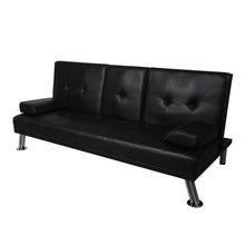 Load image into Gallery viewer, Adjustable Sofa Bed Lounge Futon Couch Leather Beds 3 Seater Cup
