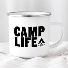 Load image into Gallery viewer, Camping Mug Enamel Mug Campfire Mug Camp Life Tin
