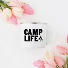 Load image into Gallery viewer, Camping Mug Enamel Mug Campfire Mug Camp Life Tin
