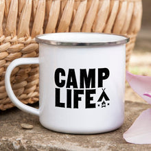 Load image into Gallery viewer, Camping Mug Enamel Mug Campfire Mug Camp Life Tin
