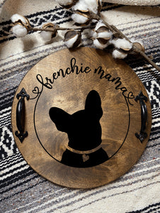 French Bulldog Decor, Coffee Bar Tray, Wood Serving Tray, Rustic Tray,