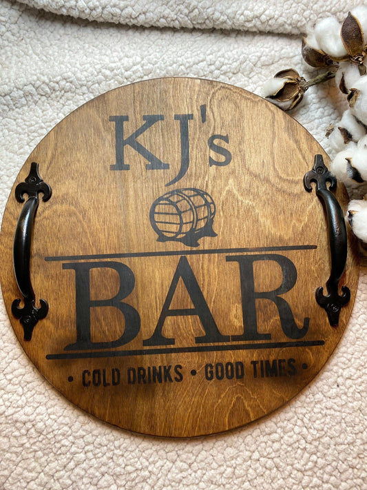 Personalized Bar Wood Serving Tray | Kitchen