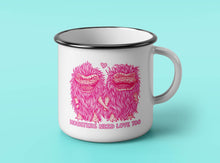 Load image into Gallery viewer, Enamel Mug Monsters need love too
