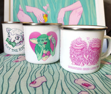 Load image into Gallery viewer, Enamel Mug Monsters need love too
