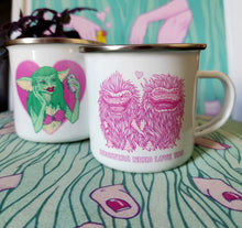 Load image into Gallery viewer, Enamel Mug Monsters need love too
